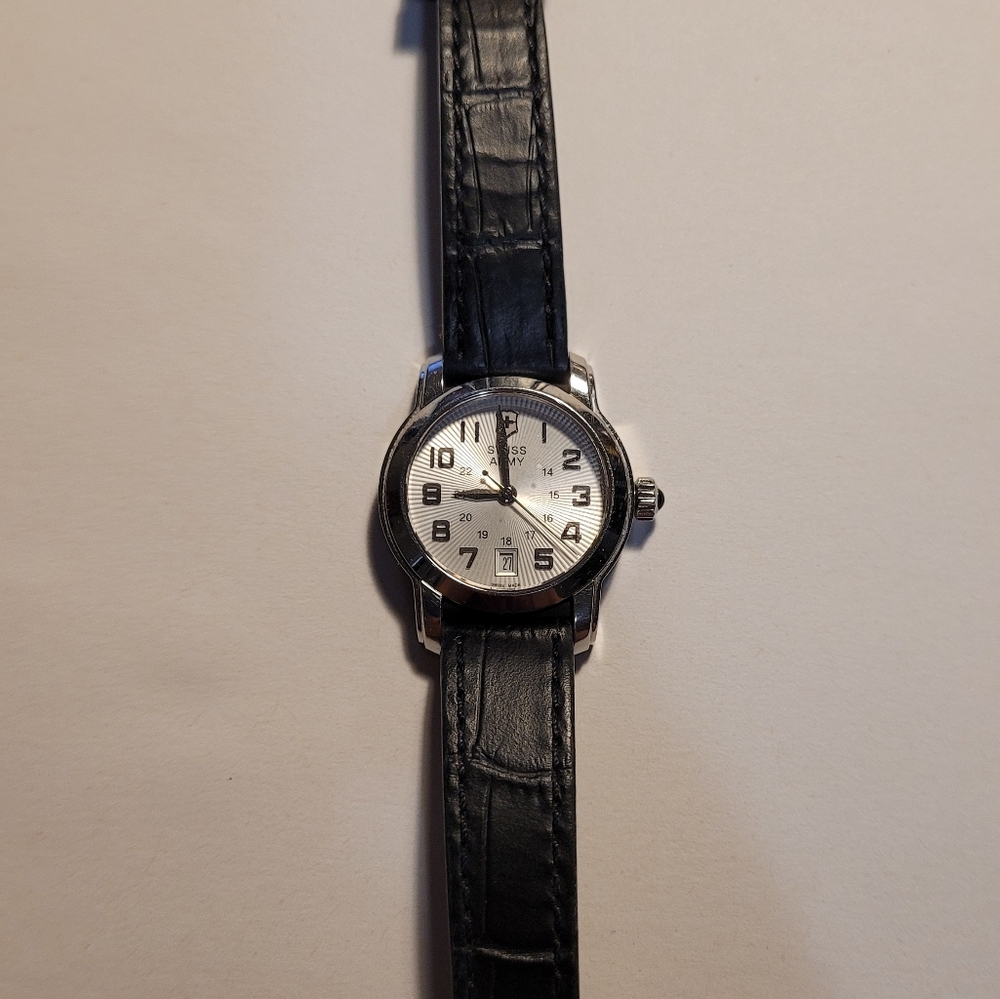 Victorinox Swiss Army Watch, Women's Genuine Leather Black Watch